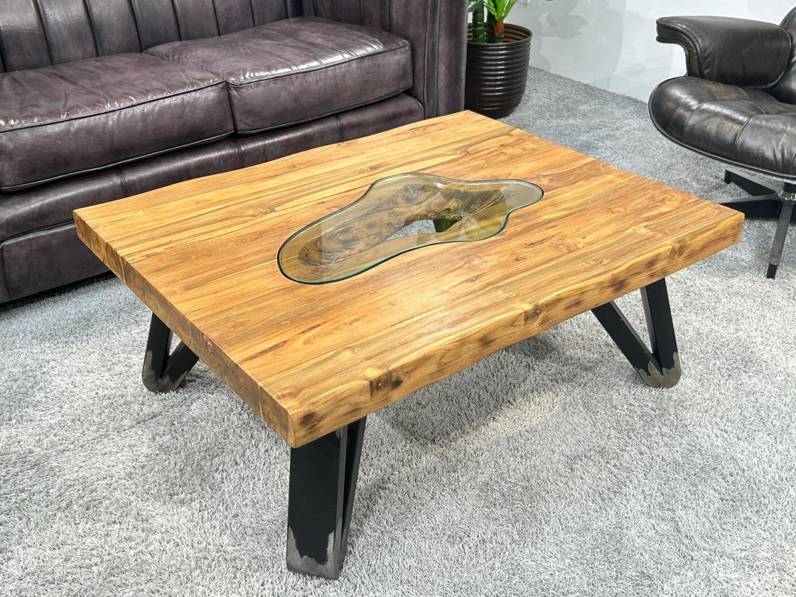 Eckiger Couchtisch aus massivem Holz EOS 100 x 80 cm