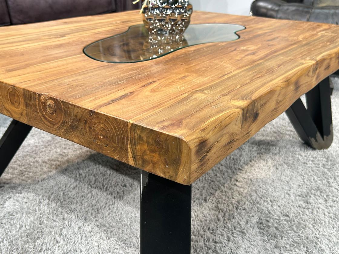 Eckiger Couchtisch aus massivem Holz EOS 100 x 80 cm
