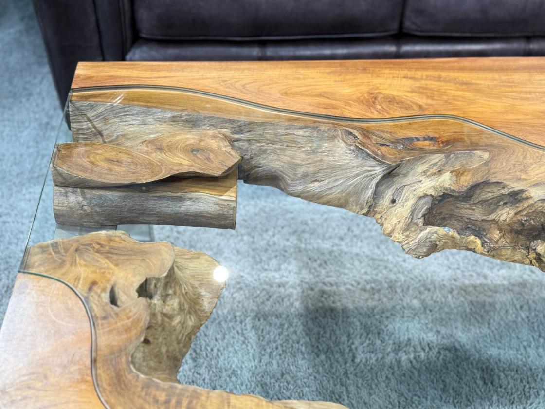 Eckiger Wohnzimmertisch aus Massivholz Natural Landscape 120 x 80 cm