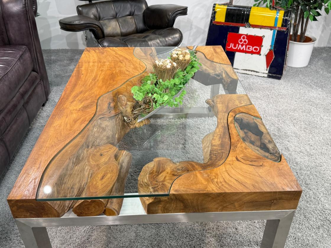 Eckiger Wohnzimmertisch aus Massivholz Natural Landscape 120 x 80 cm