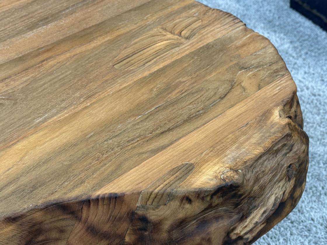 Couchtisch aus Altholz mit Glaseinlage, 130x87x46 cm