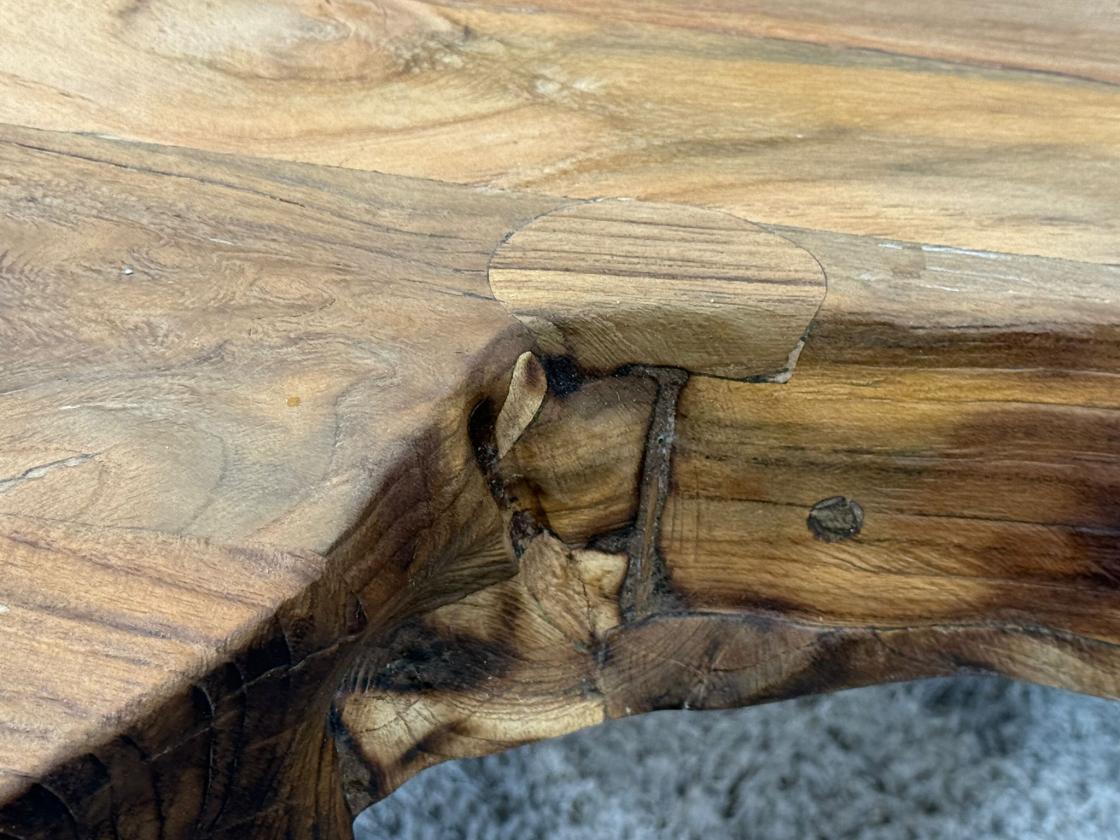 Couchtisch aus Altholz mit Glaseinlage, 130 x 87 x 46 cm