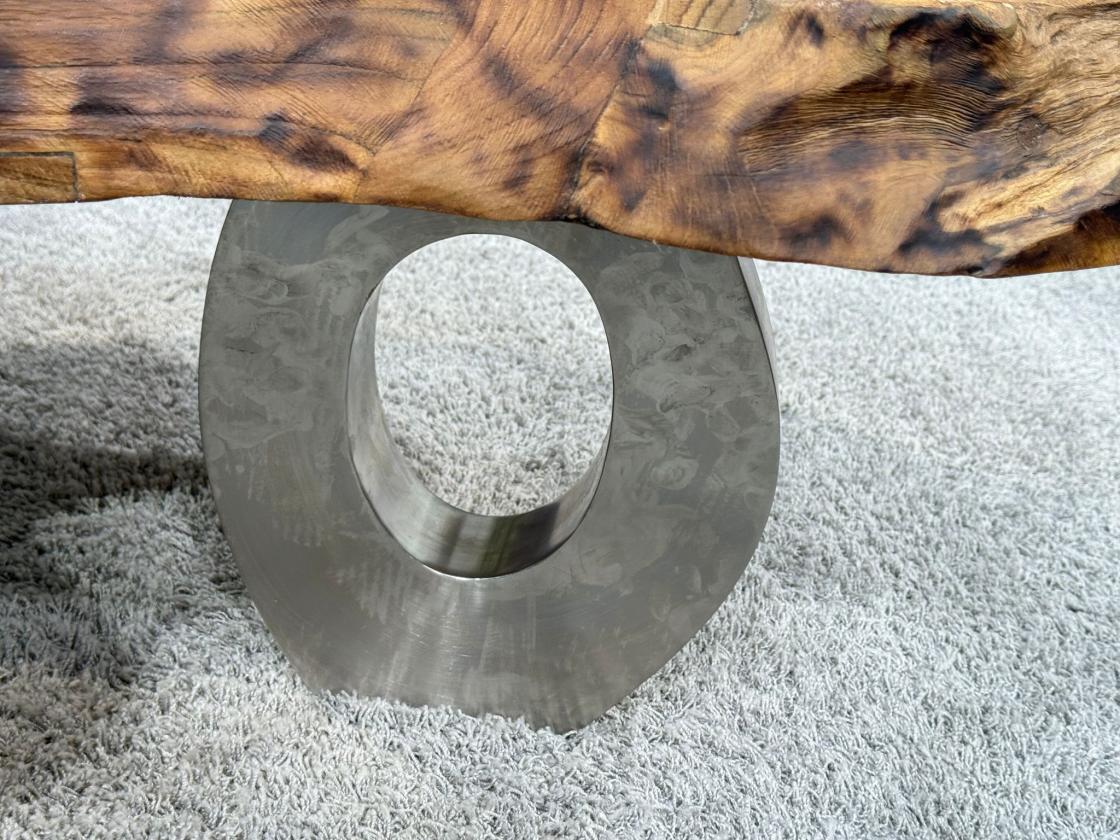 Couchtisch aus Altholz mit Glaseinlage, 130x87x46 cm