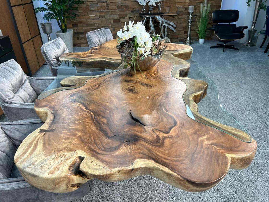 Konferenztisch Esstisch aus einer Baumscheibe 400-cm