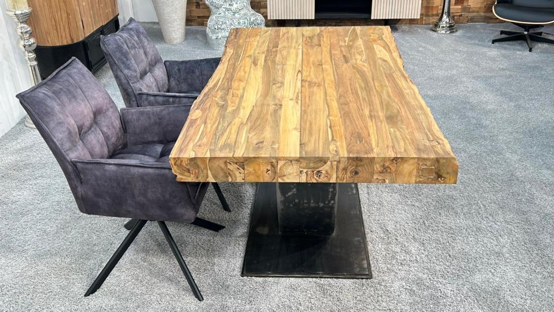 Tischbein aus recyceltem Holz und Metall, U-Form