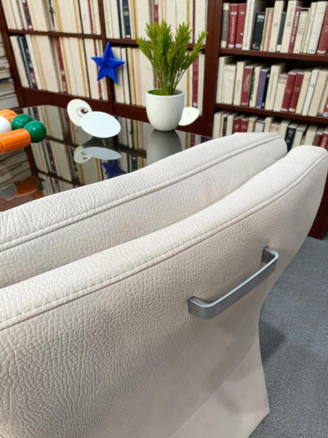 Dining Chair/Armchair "Granada ivory cream" with Armrest on Casters