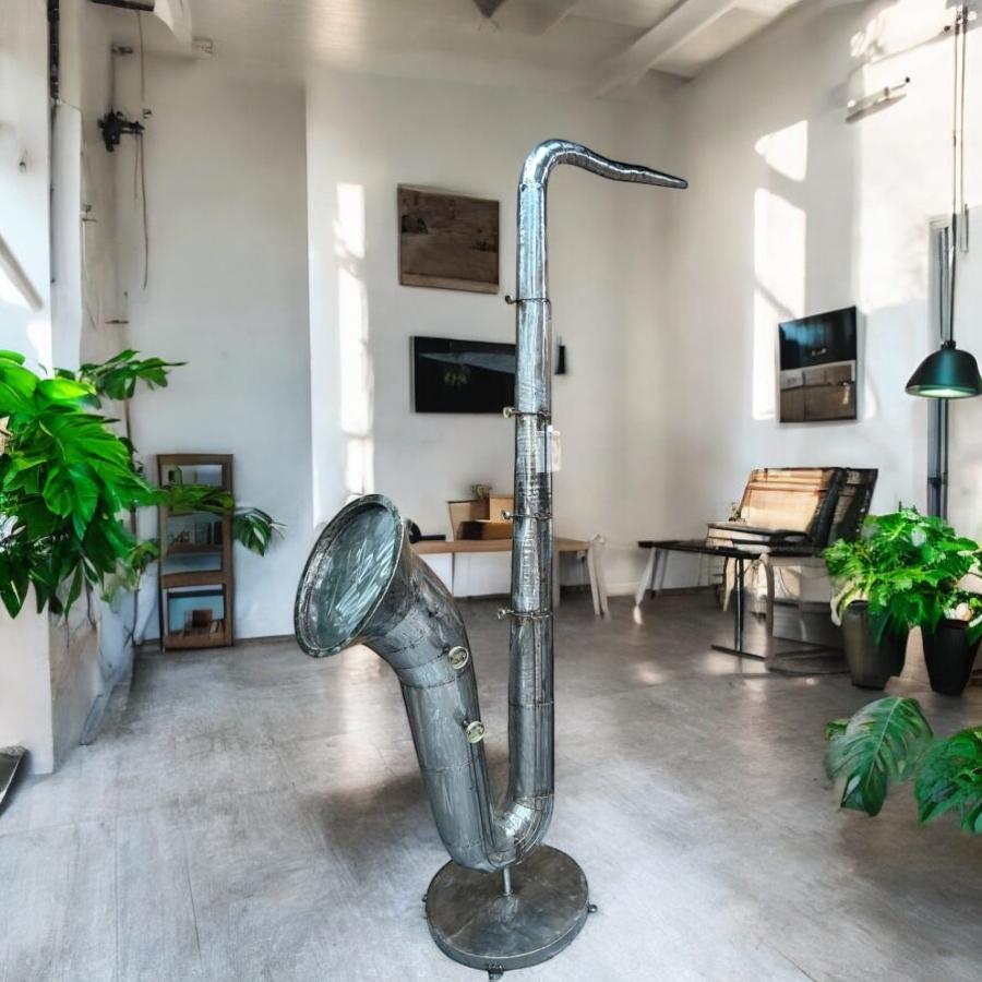 Skulptur aus recyceltem Metall Saxophon XXL