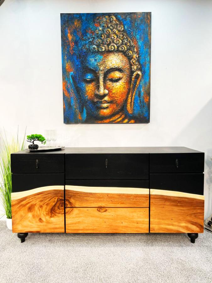 Handgemaltes Ölgemälde auf Leinwand "Bunter Buddha" ca. 100 x 120 x 4 cm