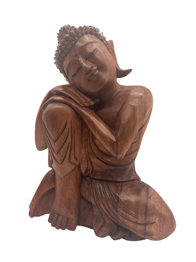 Handgeschnitzte Deko-Skulptur Buddha L aus Massivholz