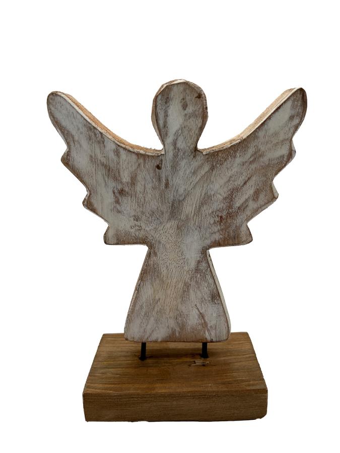 Handgeschnitzte Dekoration aus Holz Engel weiß S