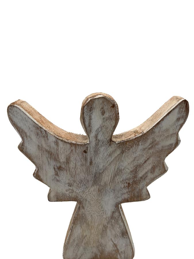 Handgeschnitzte Dekoration aus Holz Engel weiß S