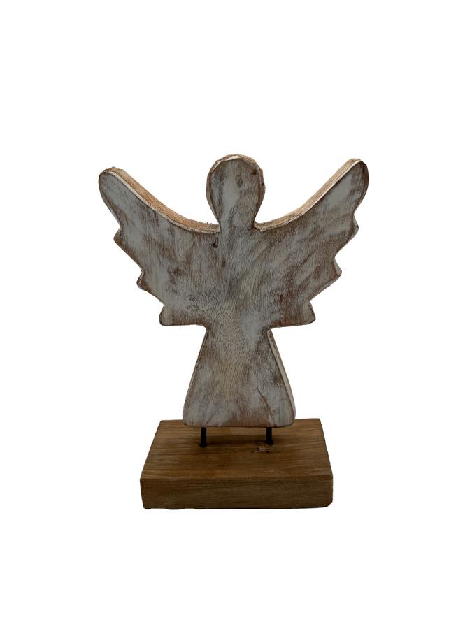 Handgeschnitzte Dekoration aus Holz Engel weiß S