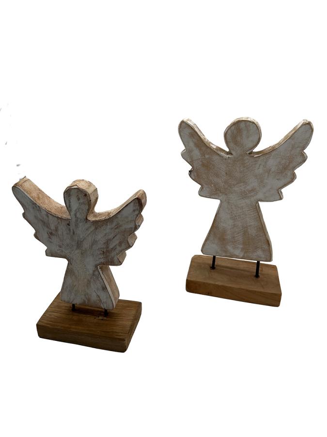 Handgeschnitzte Dekoration aus Holz Engel weiß Set