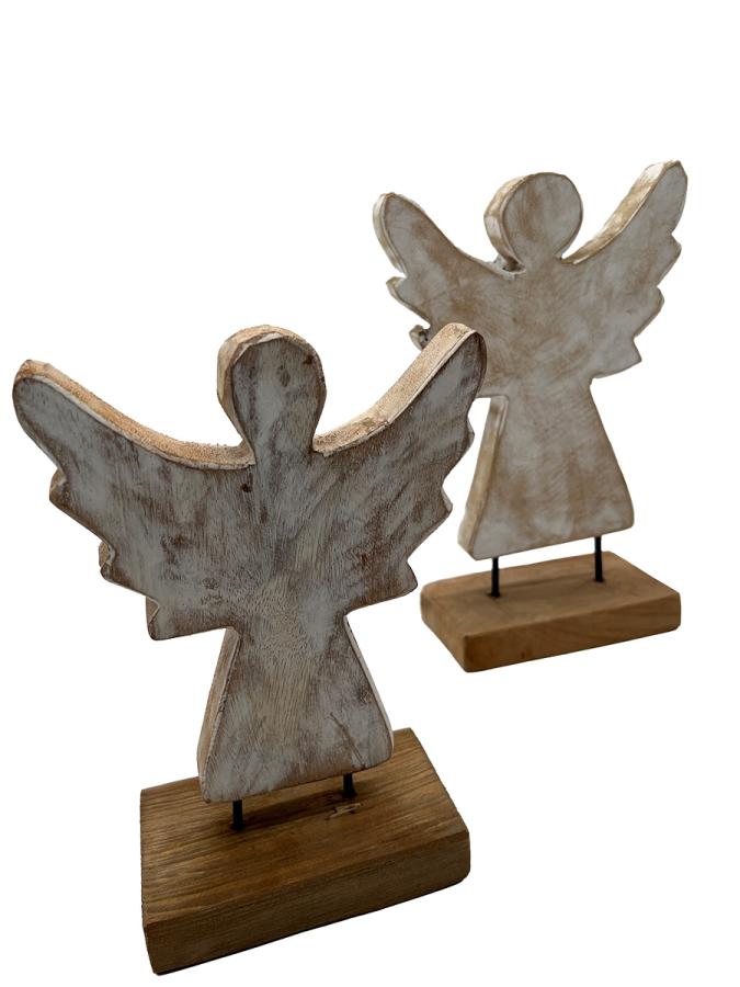 Handgeschnitzte Dekoration aus Holz Engel weiß Set
