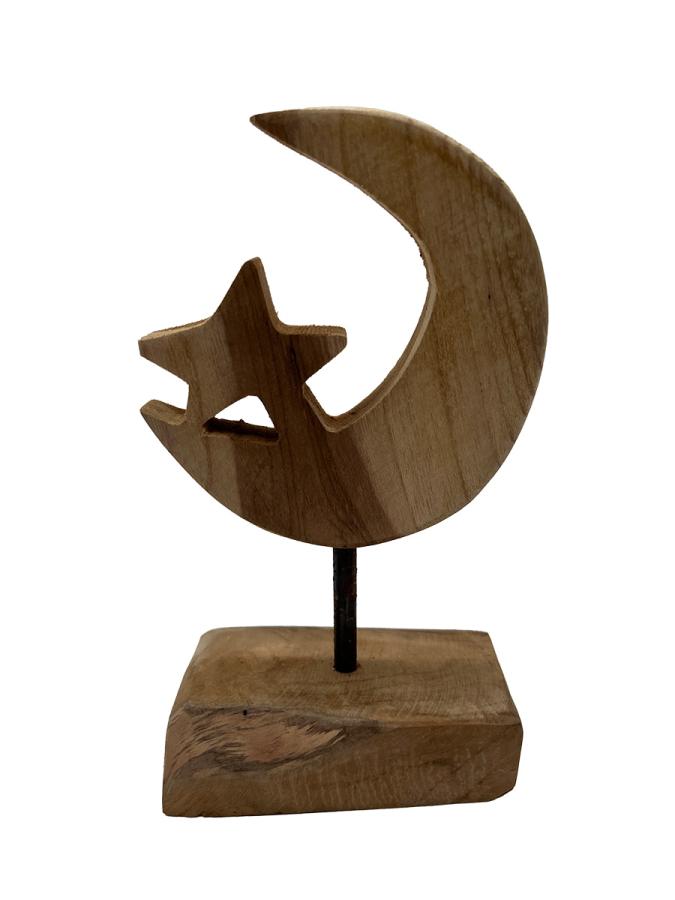 Handgeschnitzte Dekoration aus Holz Mond S