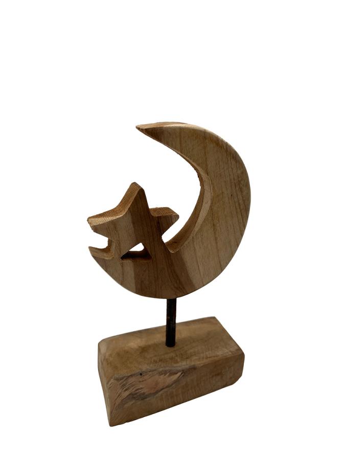 Handgeschnitzte Dekoration aus Holz Mond S