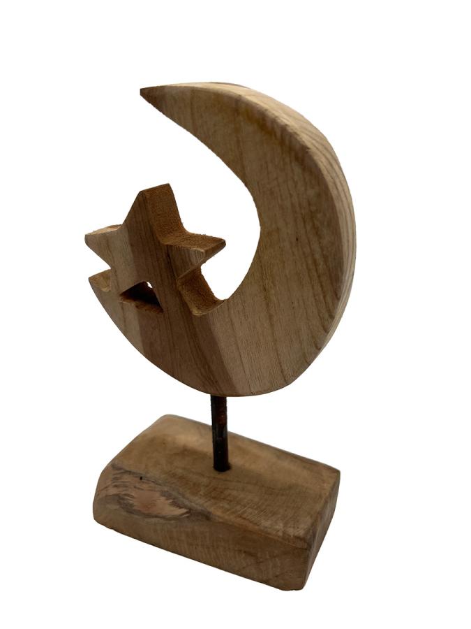 Handgeschnitzte Dekoration aus Holz Mond S