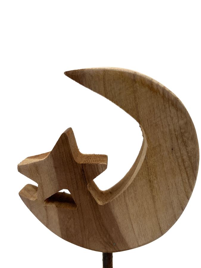 Handgeschnitzte Dekoration aus Holz Mond S