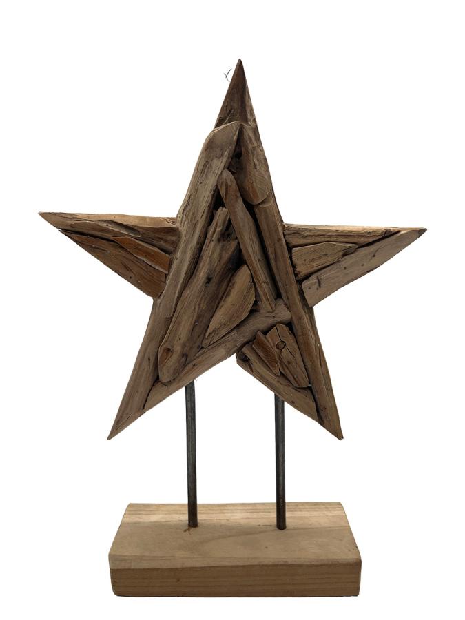 Handgeschnitzte Weihnachtsdekoration Holzstern L