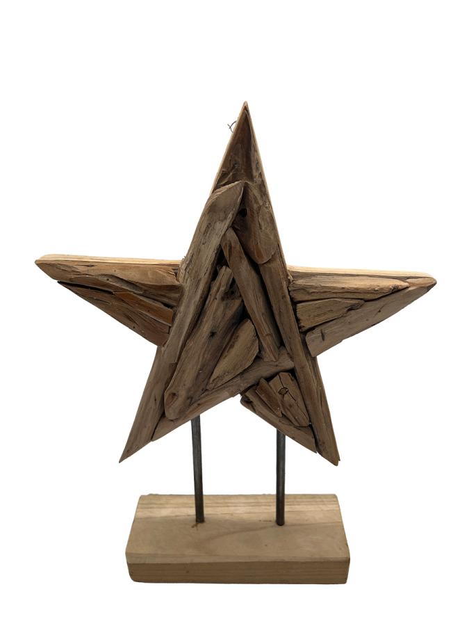 Handgeschnitzte Weihnachtsdekoration Holzstern L