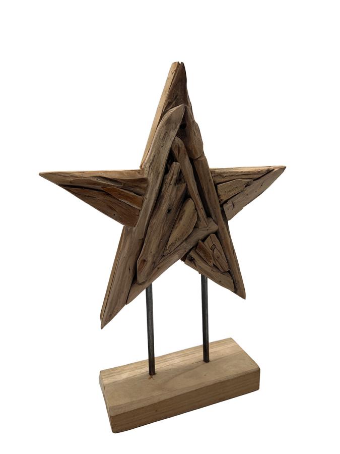 Handgeschnitzte Weihnachtsdekoration Holzstern L