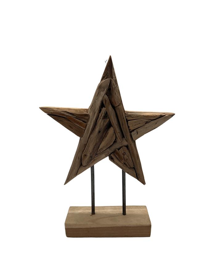 Handgeschnitzte Weihnachtsdekoration Holzstern L