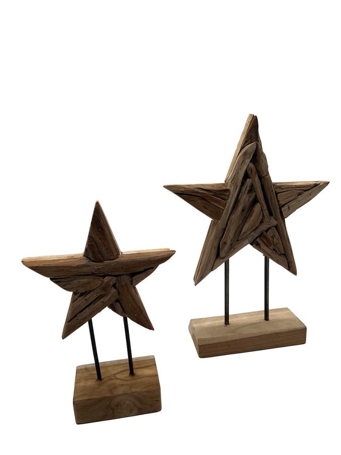 Handgeschnitzte Weihnachtsdekoration Holzstern-Set