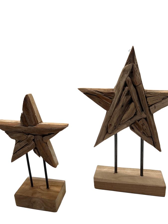 Handgeschnitzte Weihnachtsdekoration Holzstern-Set