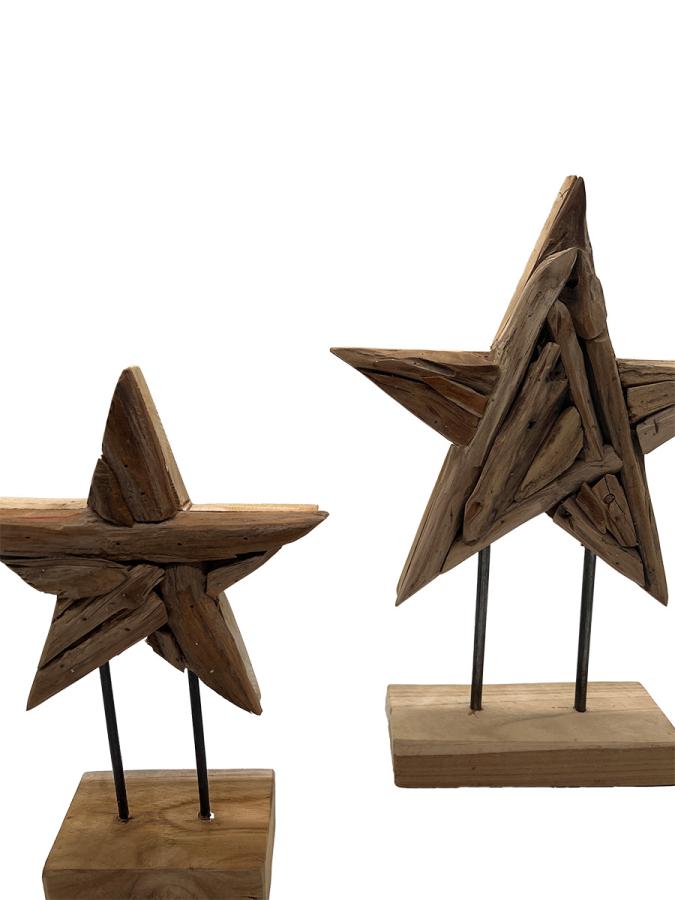 Handgeschnitzte Weihnachtsdekoration Holzstern-Set