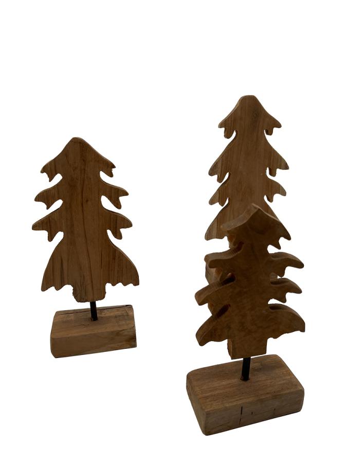 Handgeschnitzte Weihnachtsdekoration aus Holz Tannen