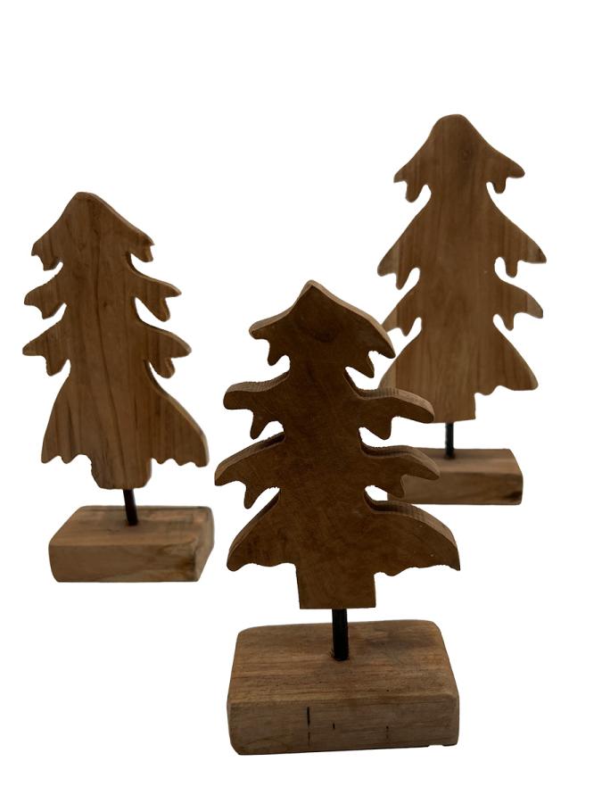 Handgeschnitzte Weihnachtsdekoration aus Holz Tannen