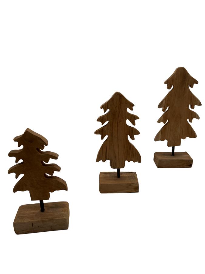 Handgeschnitzte Weihnachtsdekoration aus Holz Tannen