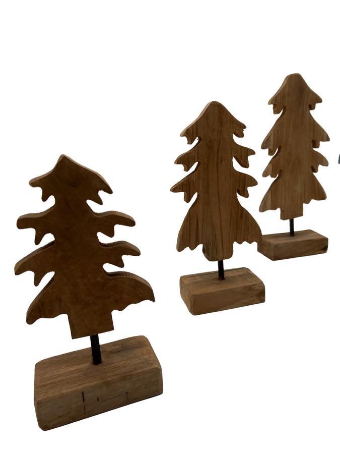 Handgeschnitzte Weihnachtsdekoration aus Holz "Tannen" ca. B11,5xT5,5xH22 cm, B12xT5xH27 cm, B13xT5,5xH31 cm ähnl. Abbildung