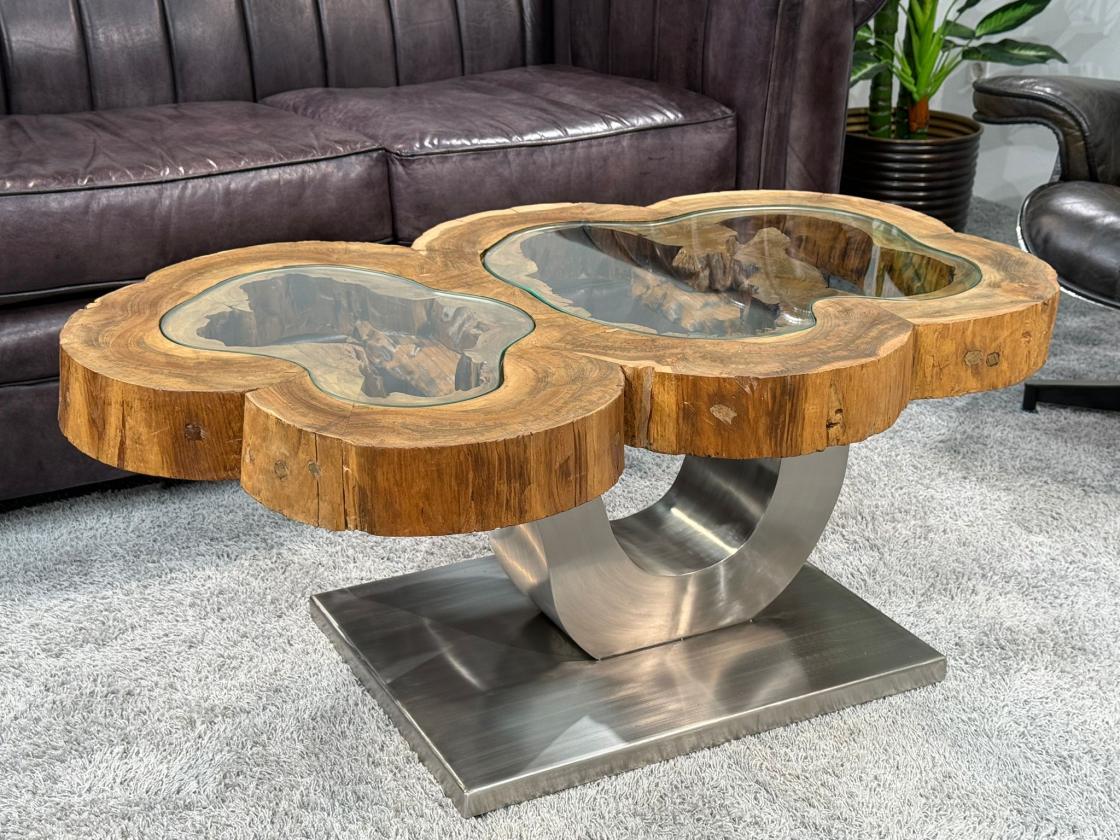 Couchtisch unikat baumstamm designtisch