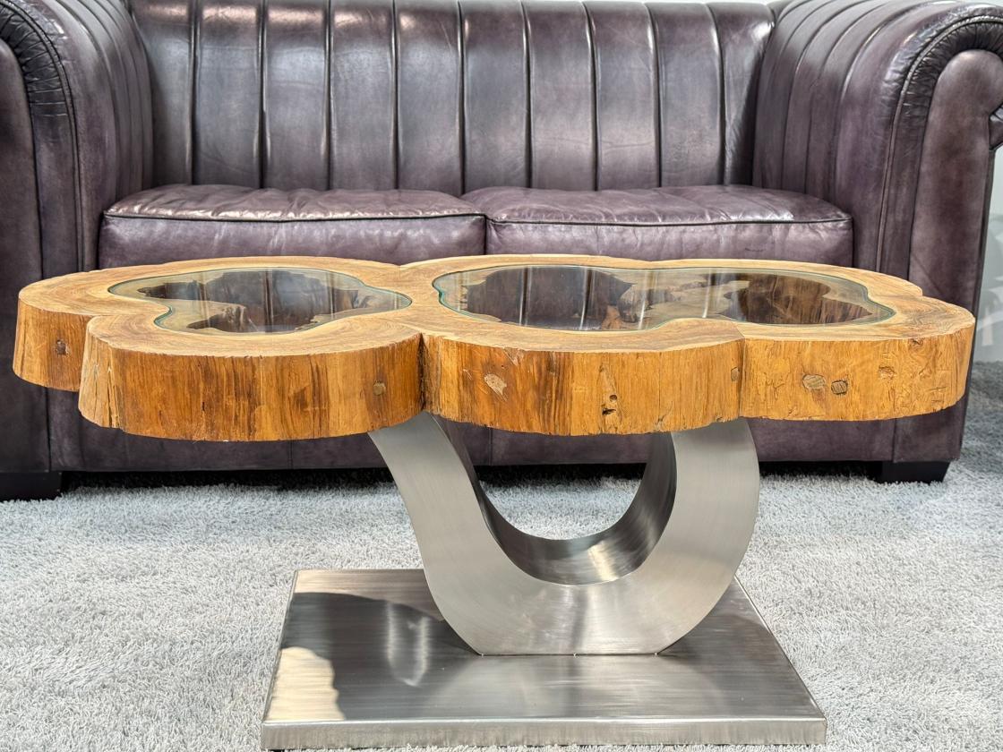 Couchtisch unikat baumstamm designtisch