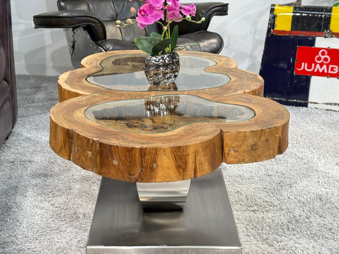 Couchtisch unikat baumstamm designtisch