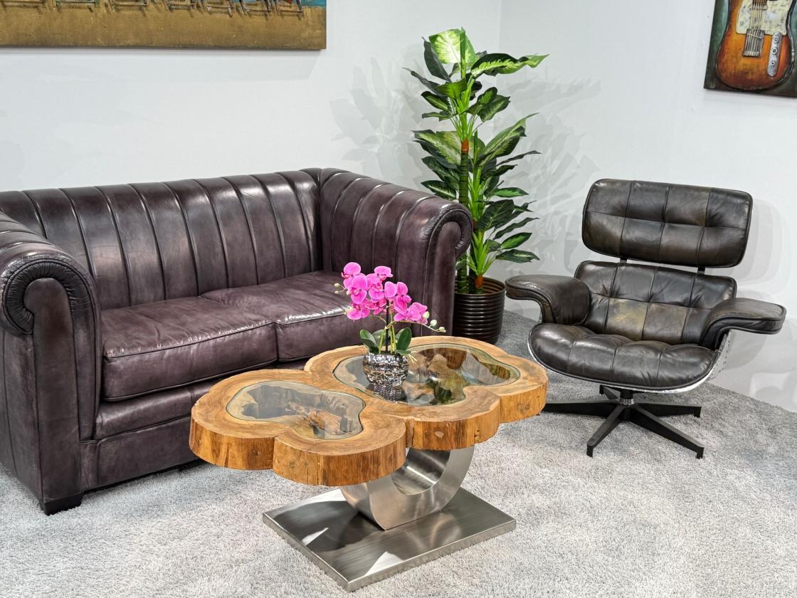 Couchtisch unikat baumstamm designtisch