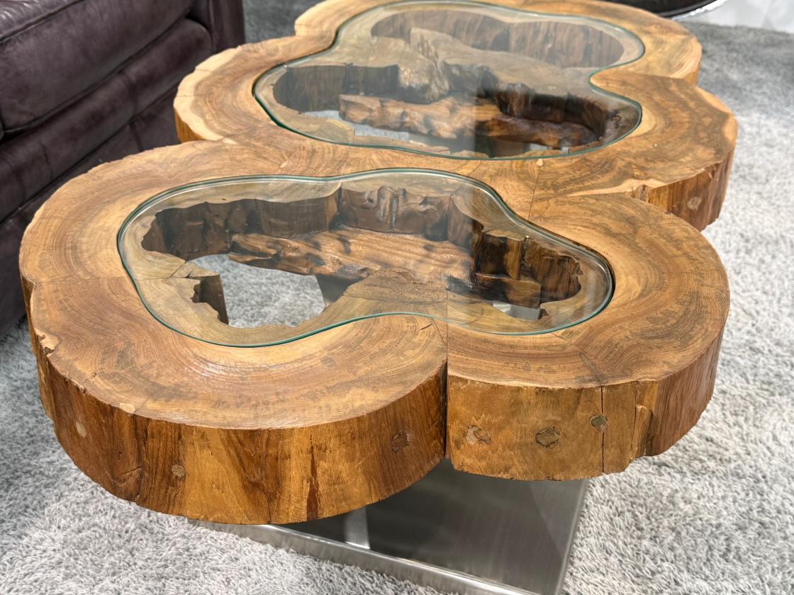 Couchtisch unikat baumstamm designtisch