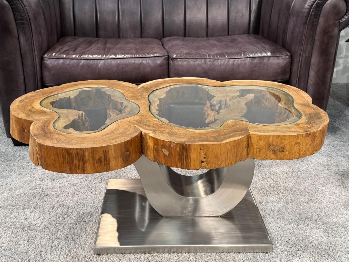 Couchtisch unikat baumstamm designtisch