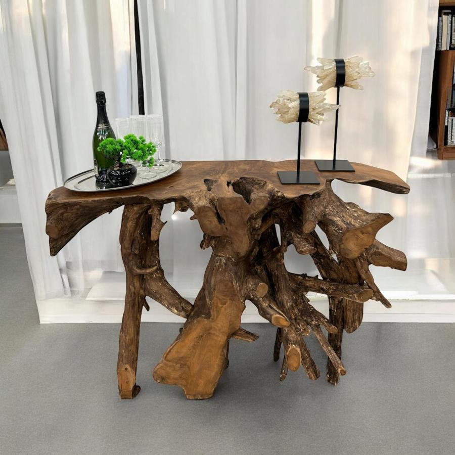Konsole aus einer Baumwurzel Teak