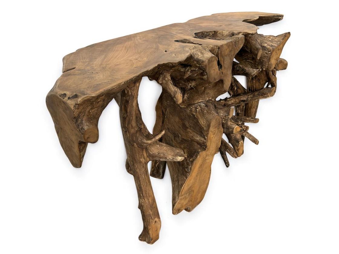 Konsole aus einer Baumwurzel Teak