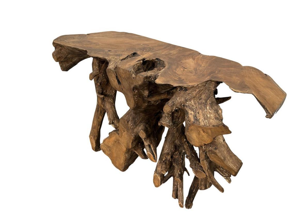 Konsole aus einer Baumwurzel Teak