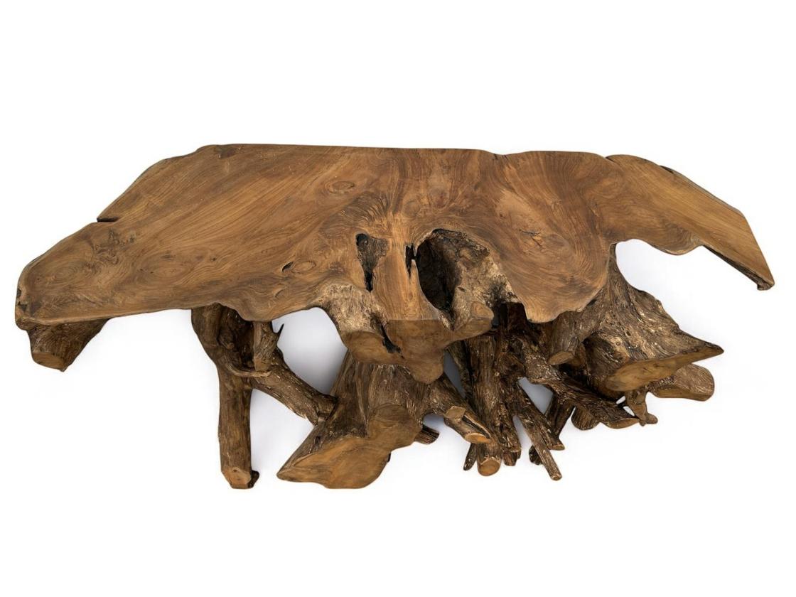Konsole aus einer Baumwurzel Teak
