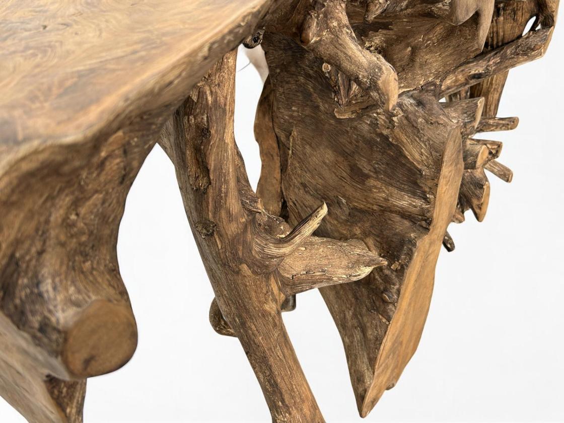 Konsole aus einer Baumwurzel Teak