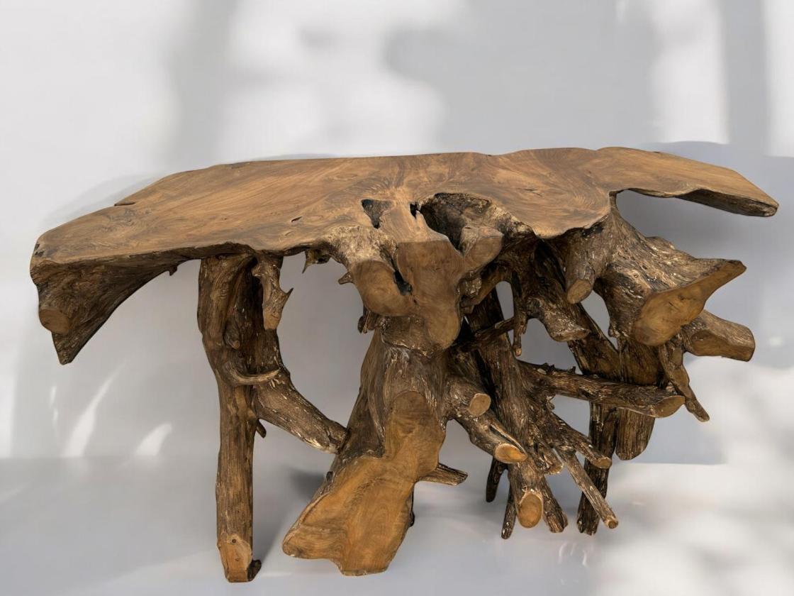 Konsole aus einer Baumwurzel Teak
