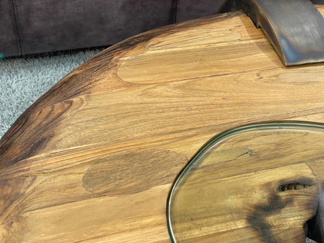 Sofatisch aus echtem Teakholz rund 80cm
