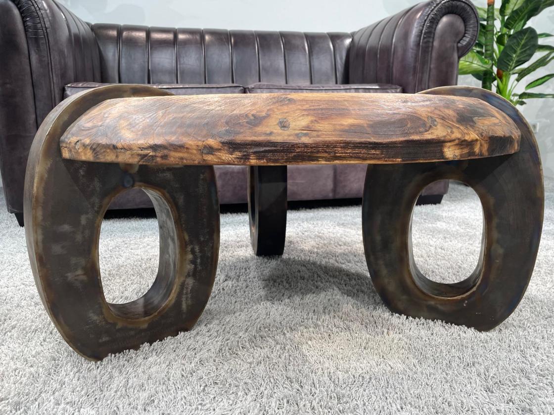 Sofatisch aus echtem Teakholz rund 80cm