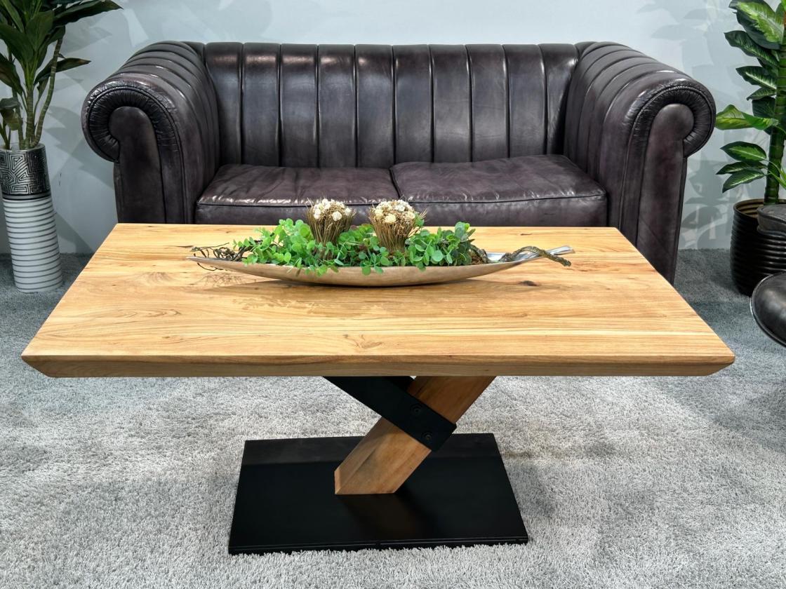 Couchtisch aus Akazie "CLIFF" im Format 120 x 80 cm mit Schweizer Kante