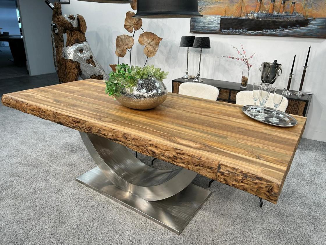 Esstisch-Deep-Island-Massivholz-Halbmondgestell-