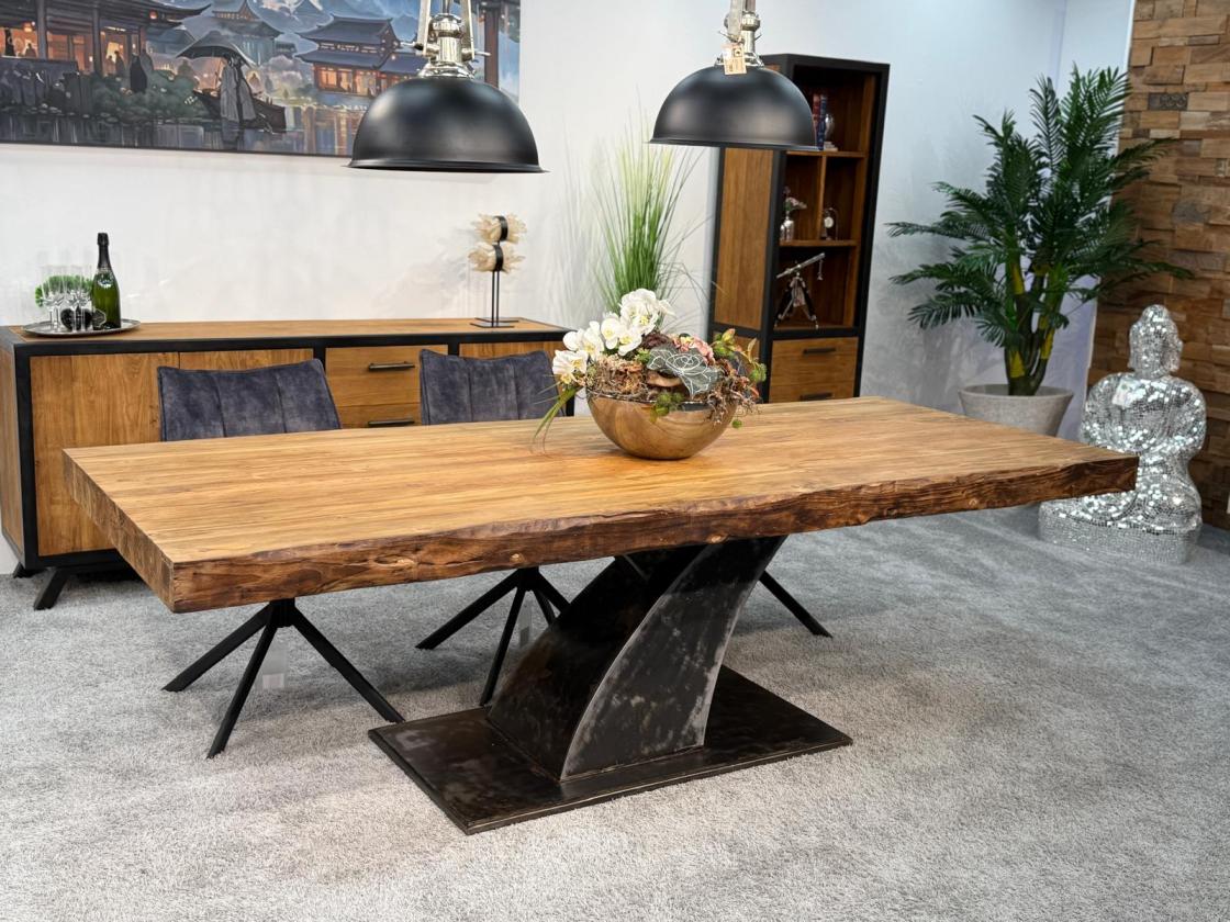 Esstisch / Massivholztisch "Deep Island Tree Leg" ca. 250 x 100 x 78 cm aus recyceltem Altholz